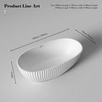 MonBlari MY‑66617 White Fluted Acrylic Freestanding Bathtub 1500mm-1700mm