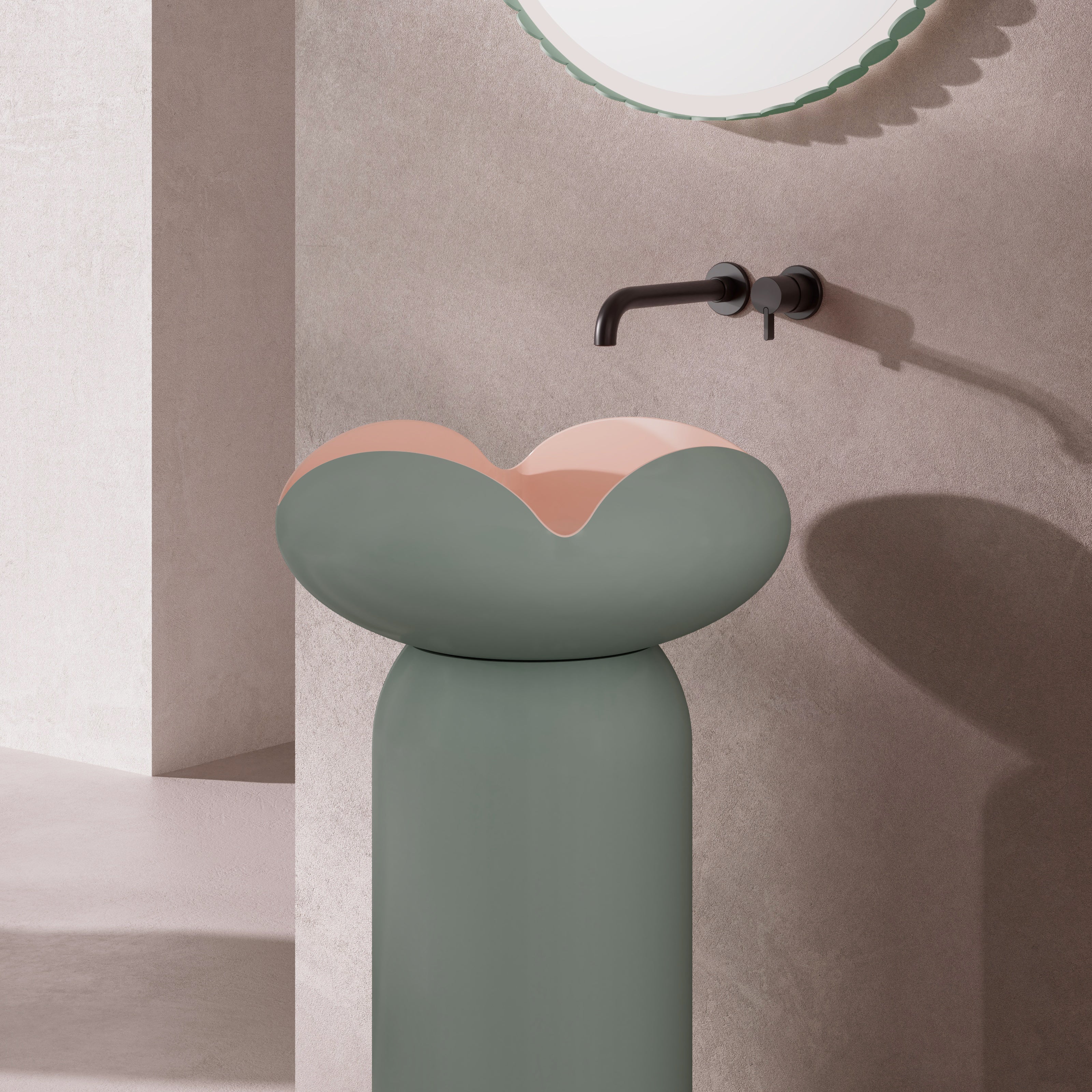 MonBlariFLOWERSeriesGreenBathroomBasinSideViewClose-up-450x450x900mm-Scenario