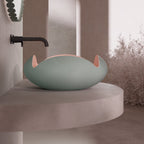 MonBlariFLOWERSeriesGreenPedestalBasinSideViewPanorama-450x450x190mm-Scenario