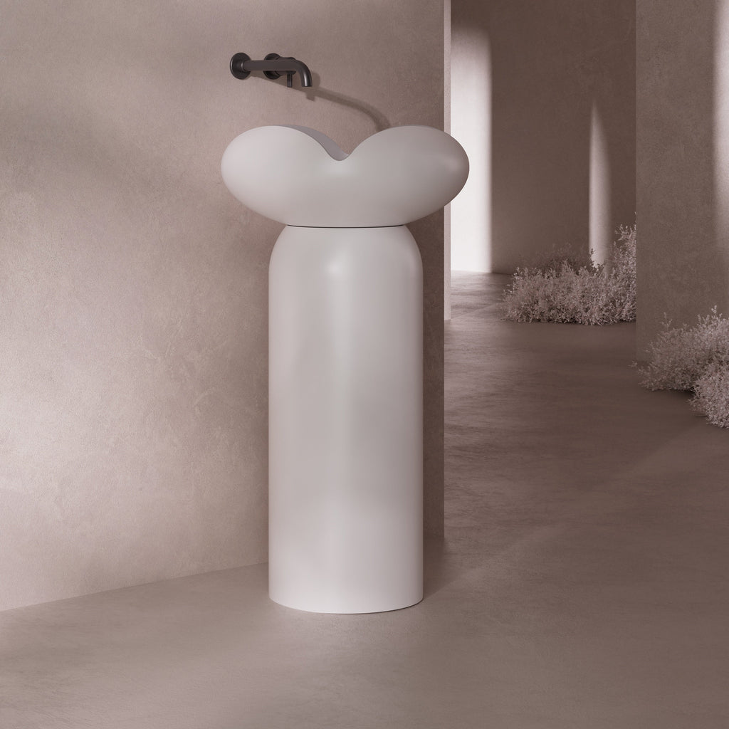 MonBlariFLOWERSeriesWhitePedesatalBasinSideViewPanorama-450x450x900mm