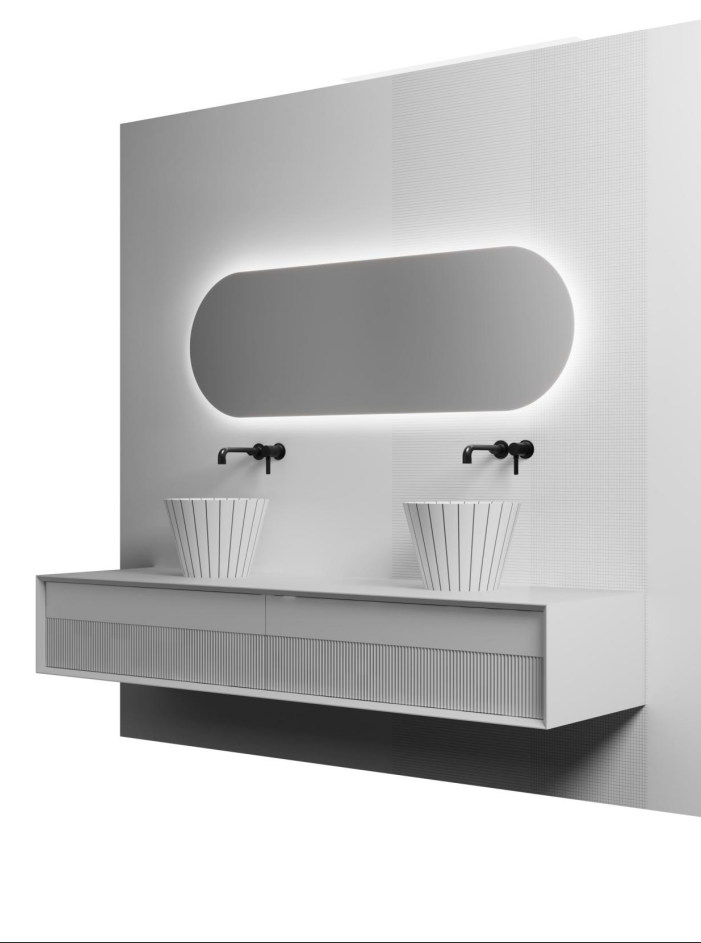 MonBlariSWINGSeriesMatteWhiteBathroomCabinetSetDiagonalViewPanorama-Scenario