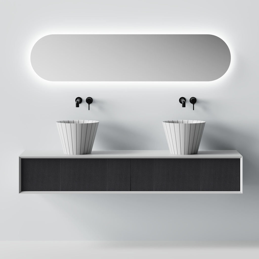 MonBlariSWINGSeriesMatteWhite_MoonstoneGreyBathroomCabinetSetFrontViewPanorama