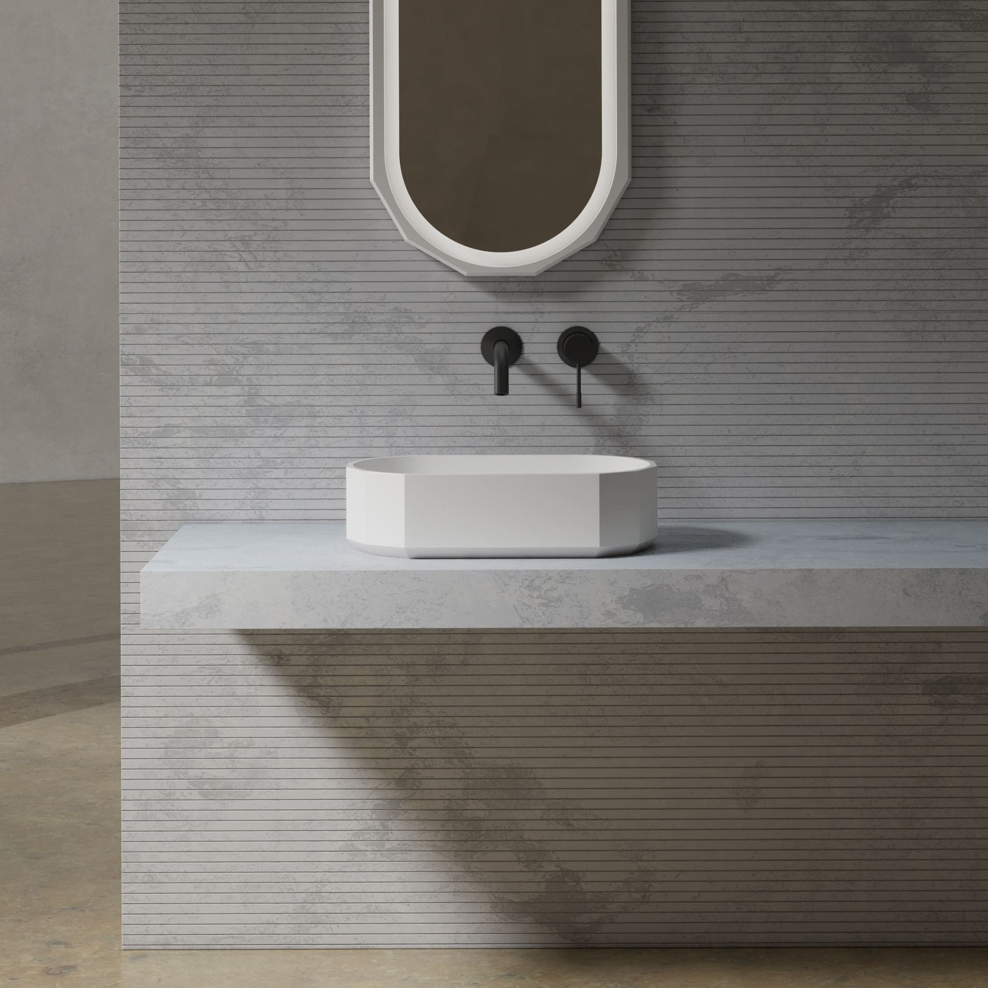 MonBlari BERYL Series Countertop Basin Front View Panorama-600x350x160mm-Scenario Main image