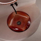 MonBlari FLOWER Series Bathroom Basin Top View Panorama-Wine Amber-450x450x190mm