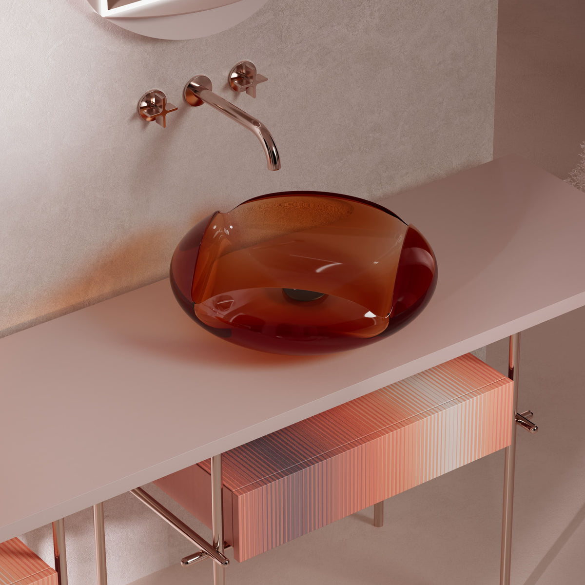 MonBlari FLOWER Series Bathroom Cabinet-White Table-Close Shot