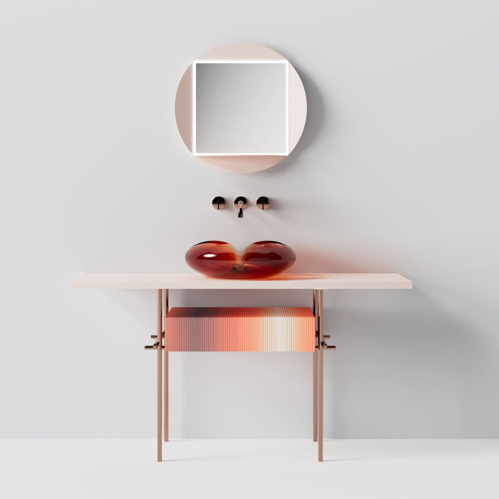 MonBlari FLOWER Series Bathroom Cabinet-White Table-Front View
