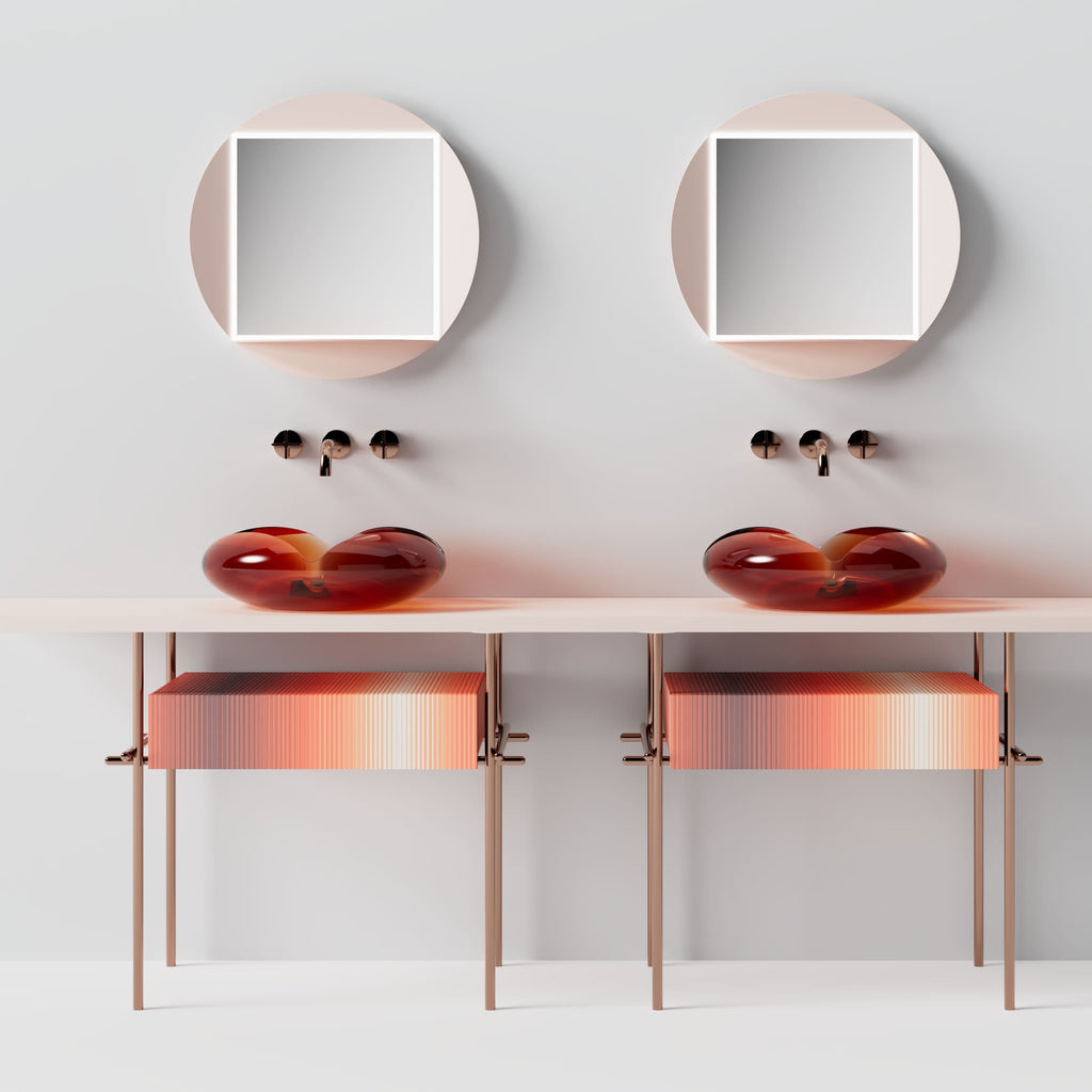 MonBlari FLOWER Series Bathroom Cabinet-White Table-Front View_2