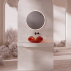 MonBlari FLOWER Series Petal-Shaped Bathroom Basin Front View Panorama-Wine Amber-450x450x190mm