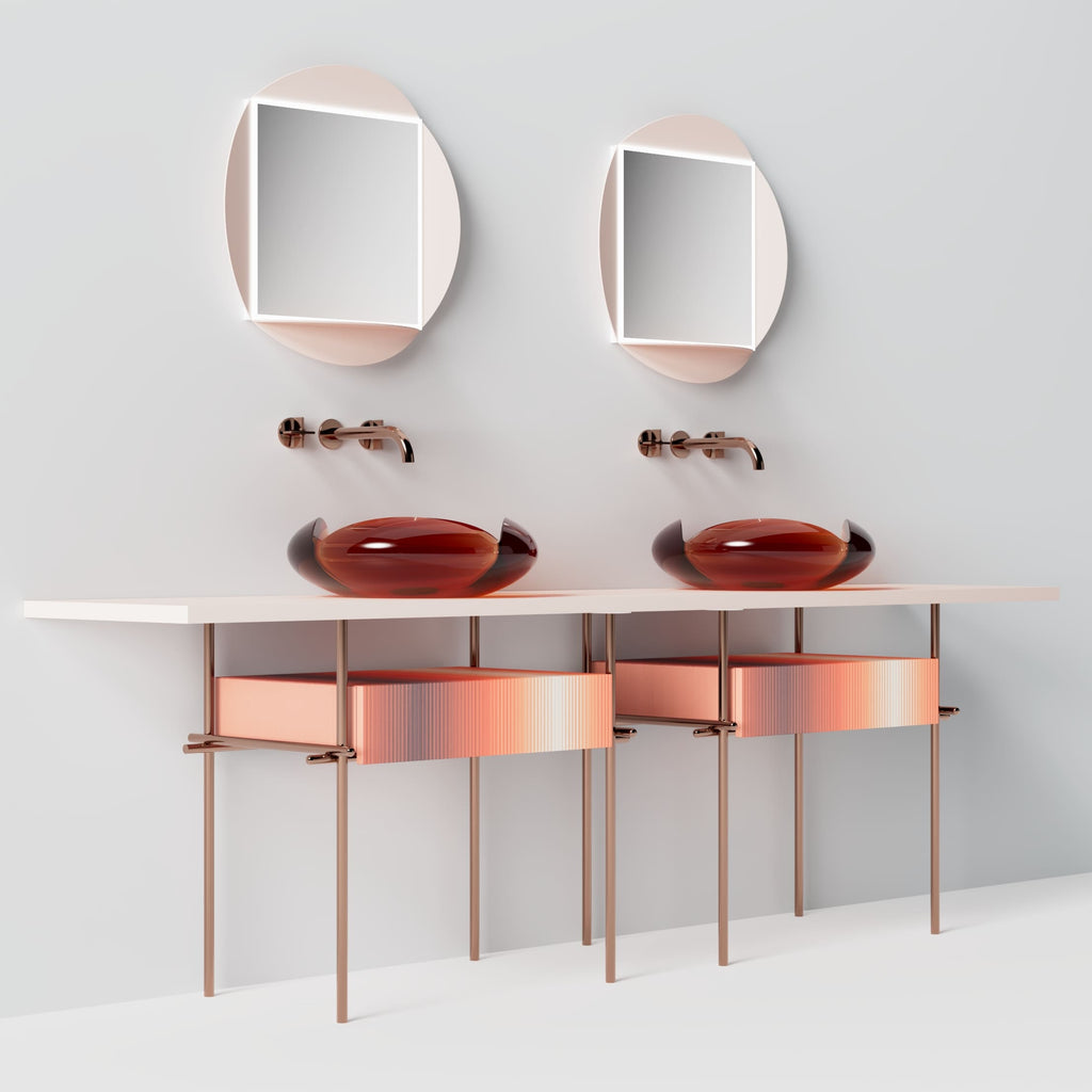 MonBlari FLWOER Series Bathroom Cabinet-White Table-Diagonal View