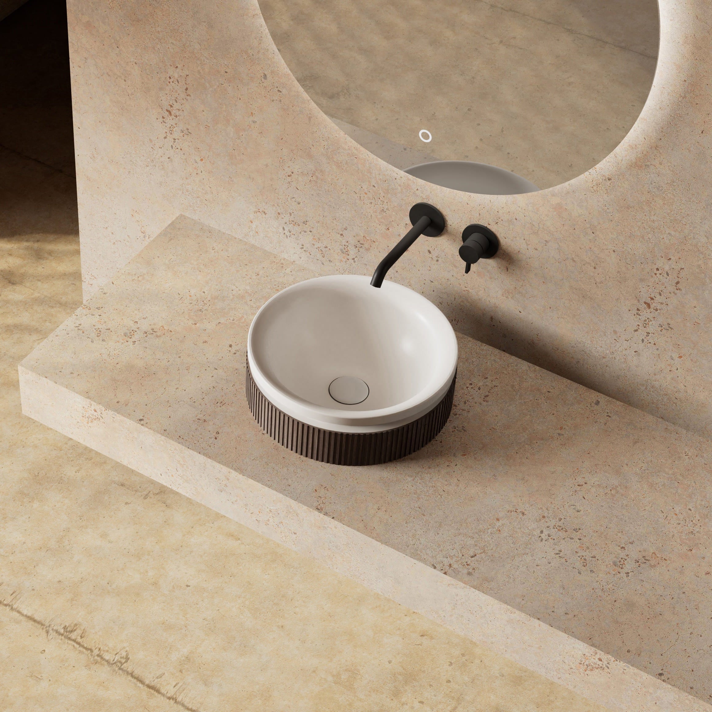 MonBlari Forest Series Vessel Basin Side View Panorama-380x380x150mm-Scenario Main image