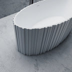 MR88857 Fluted Long Oval Freestanding Bath Left Side Top View Close-up