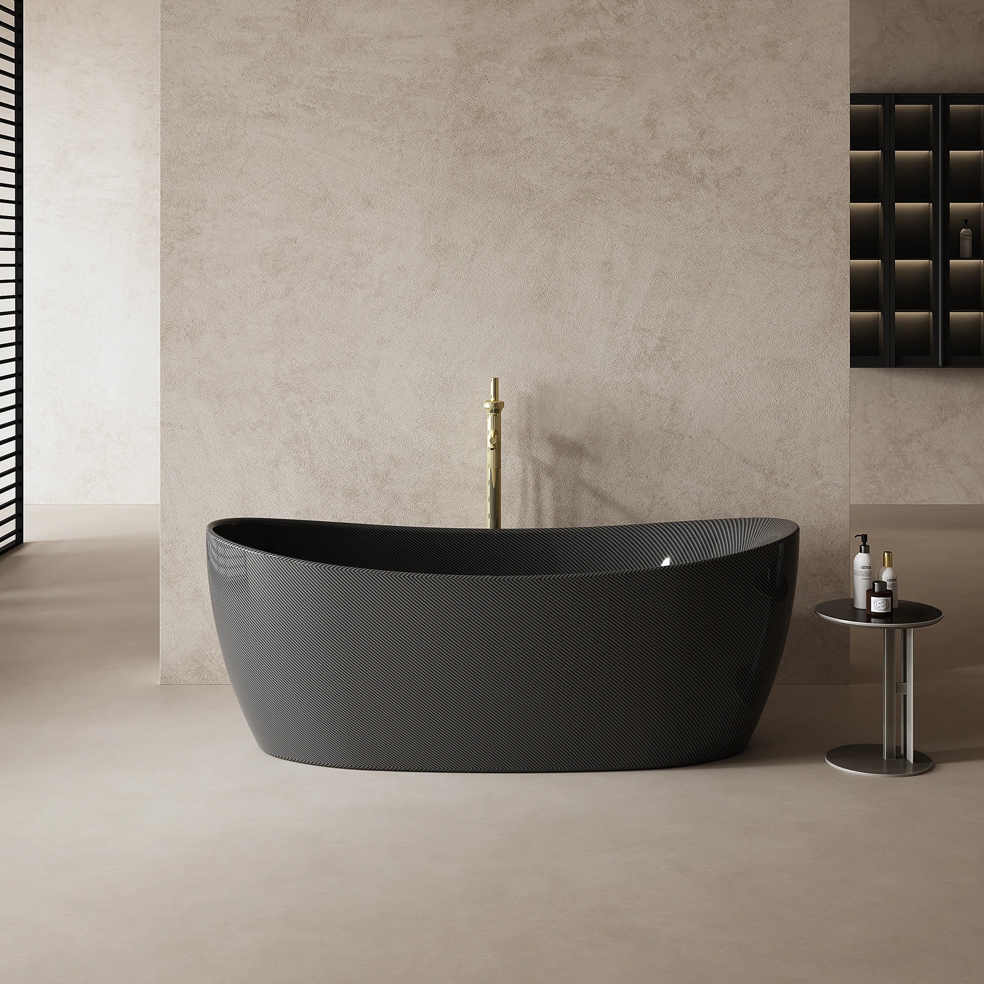MonBlari Ingot-Shaped 99973 Carbon Fiber Bath Side Front View Main image