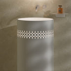 MonBlari LINGLONG Series Bathroom Pedestal Basin Front View Close-up-Scenario