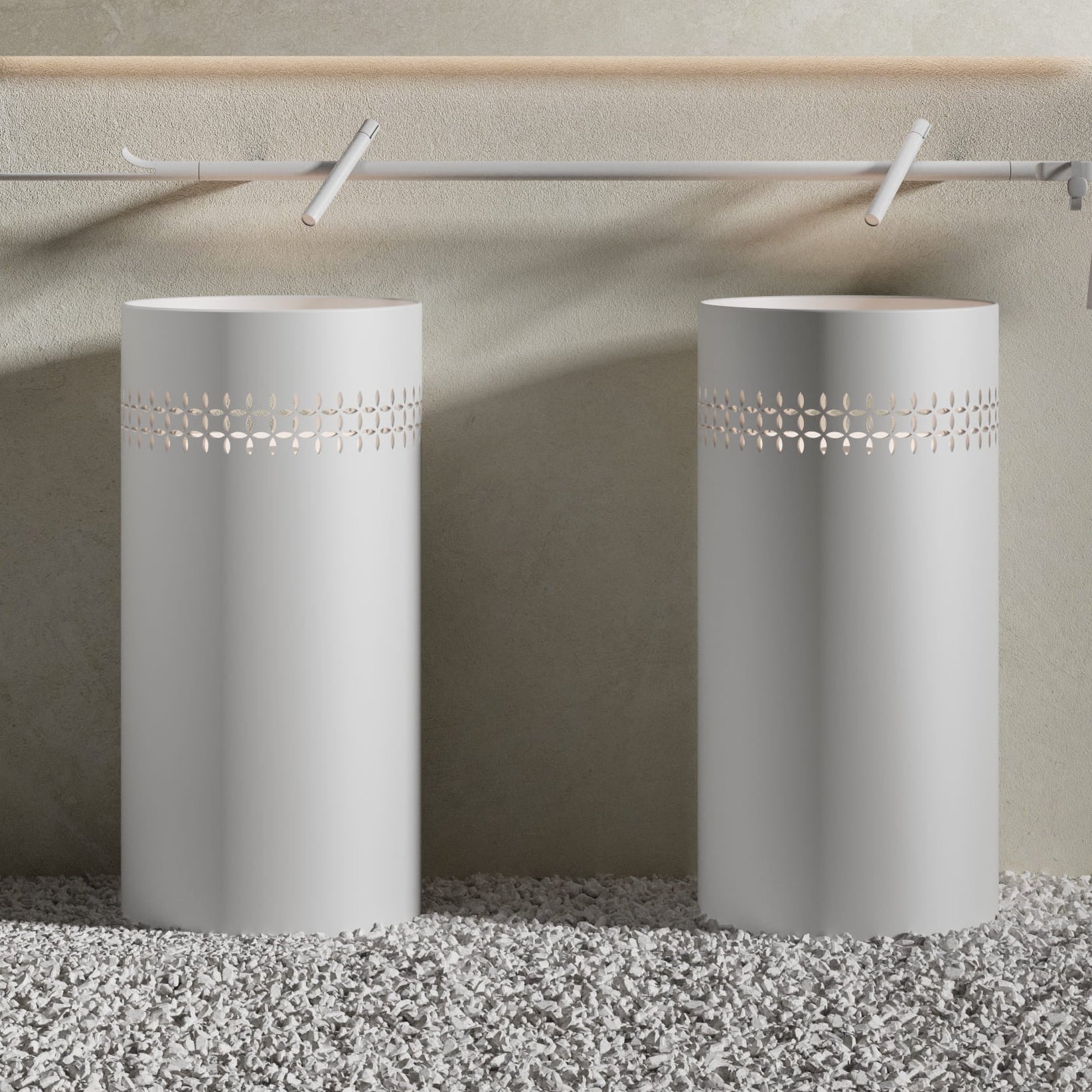 MonBlari LINGLONG Series Bathroom Pedestal Basin Front View Panorama-Scenario Main image