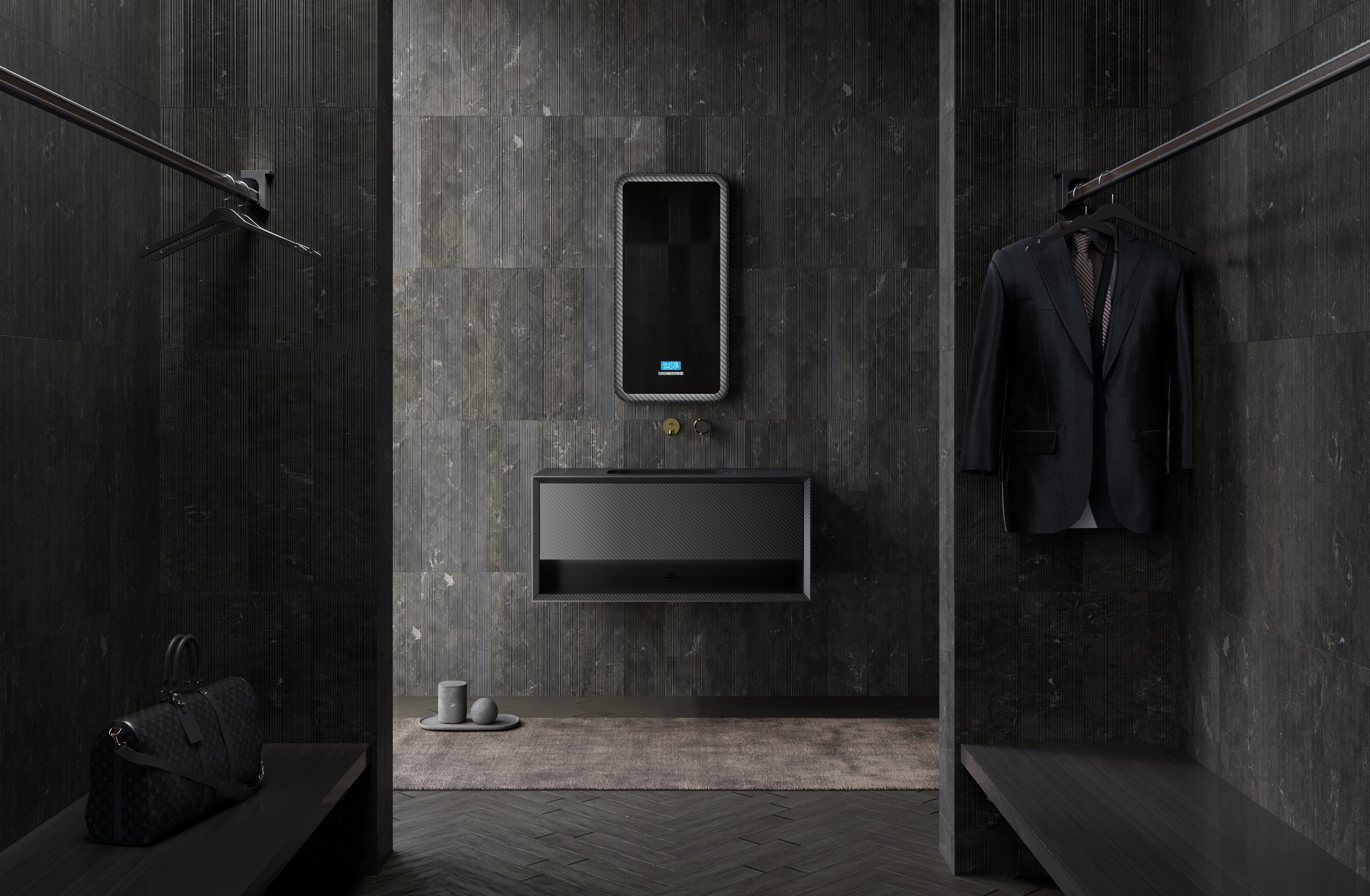 MonBlari MC-V9960 carbon fiber vanity units with mirror-900mm Main image