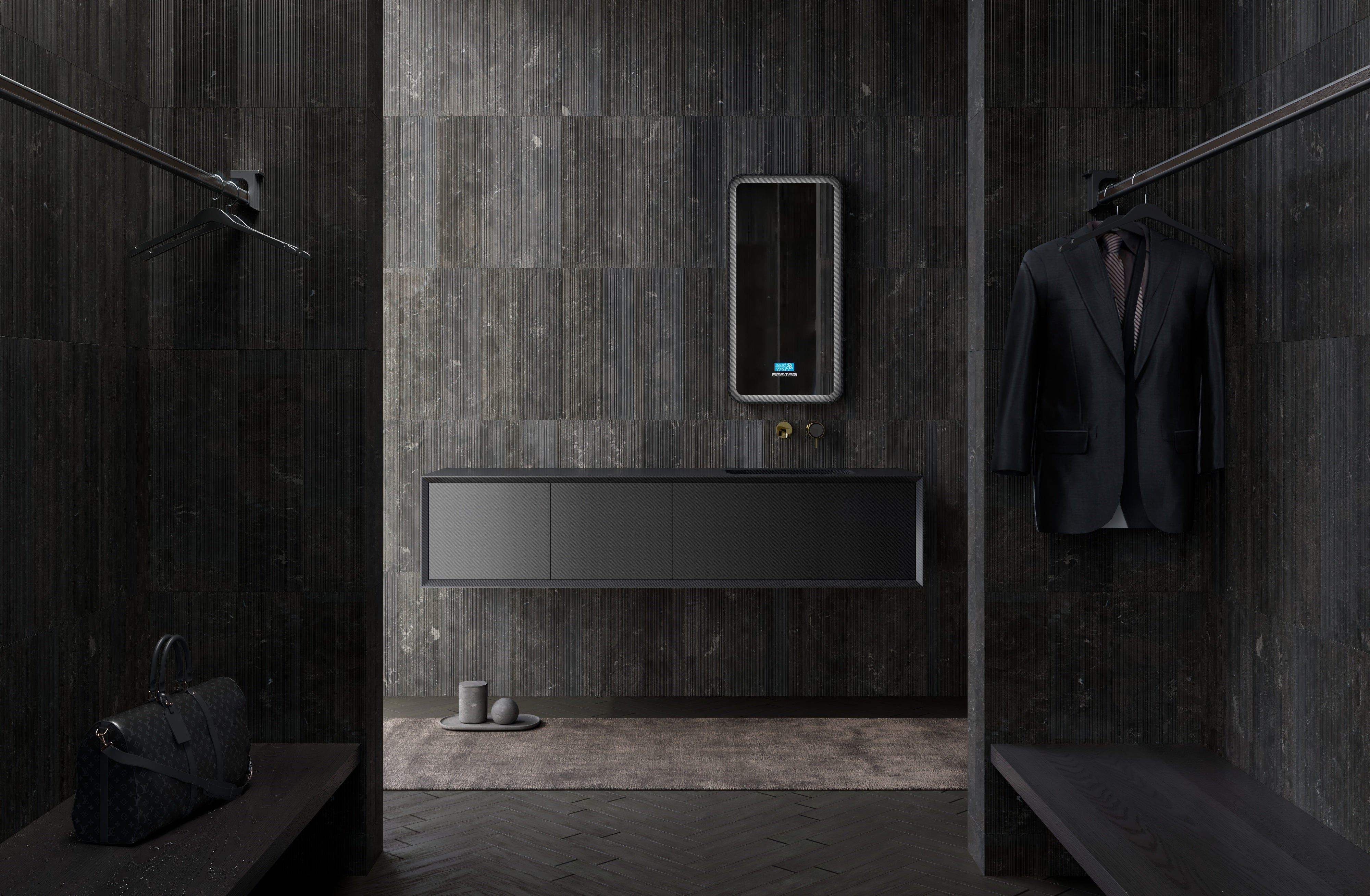 MonBlari MC-V9966 carbon fiber vanity unit with mirror-1600mm Main image
