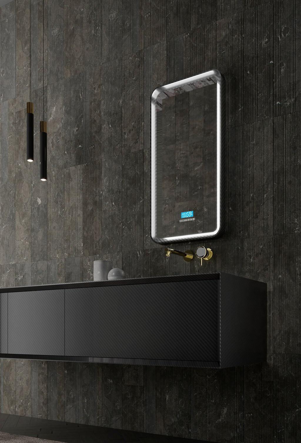 MonBlari MC-V9966 carbon fiber vanity unit with mirror-1800mm side view