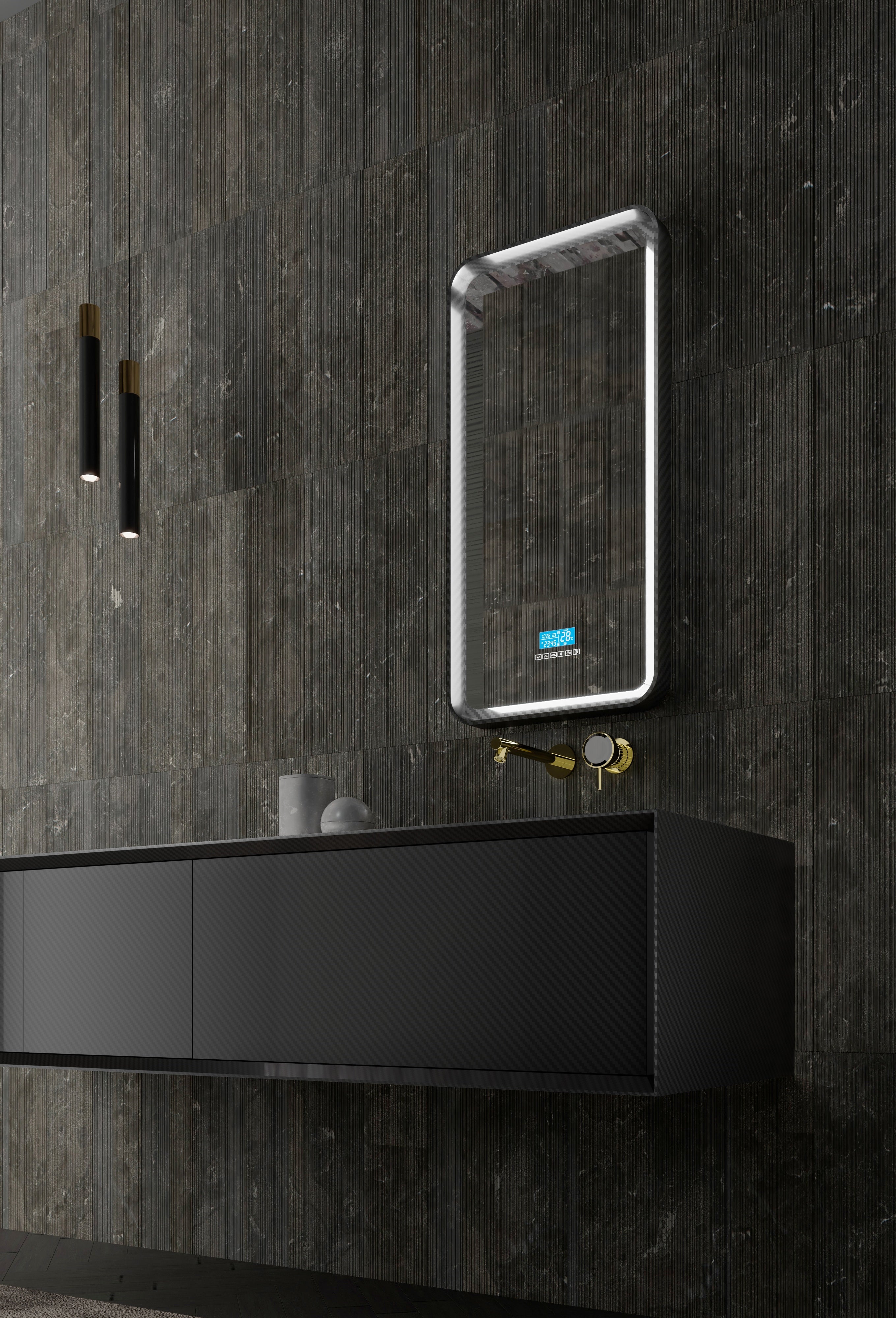 MonBlari MC-V9966 carbon fiber vanity unit with mirror-63-inch side view