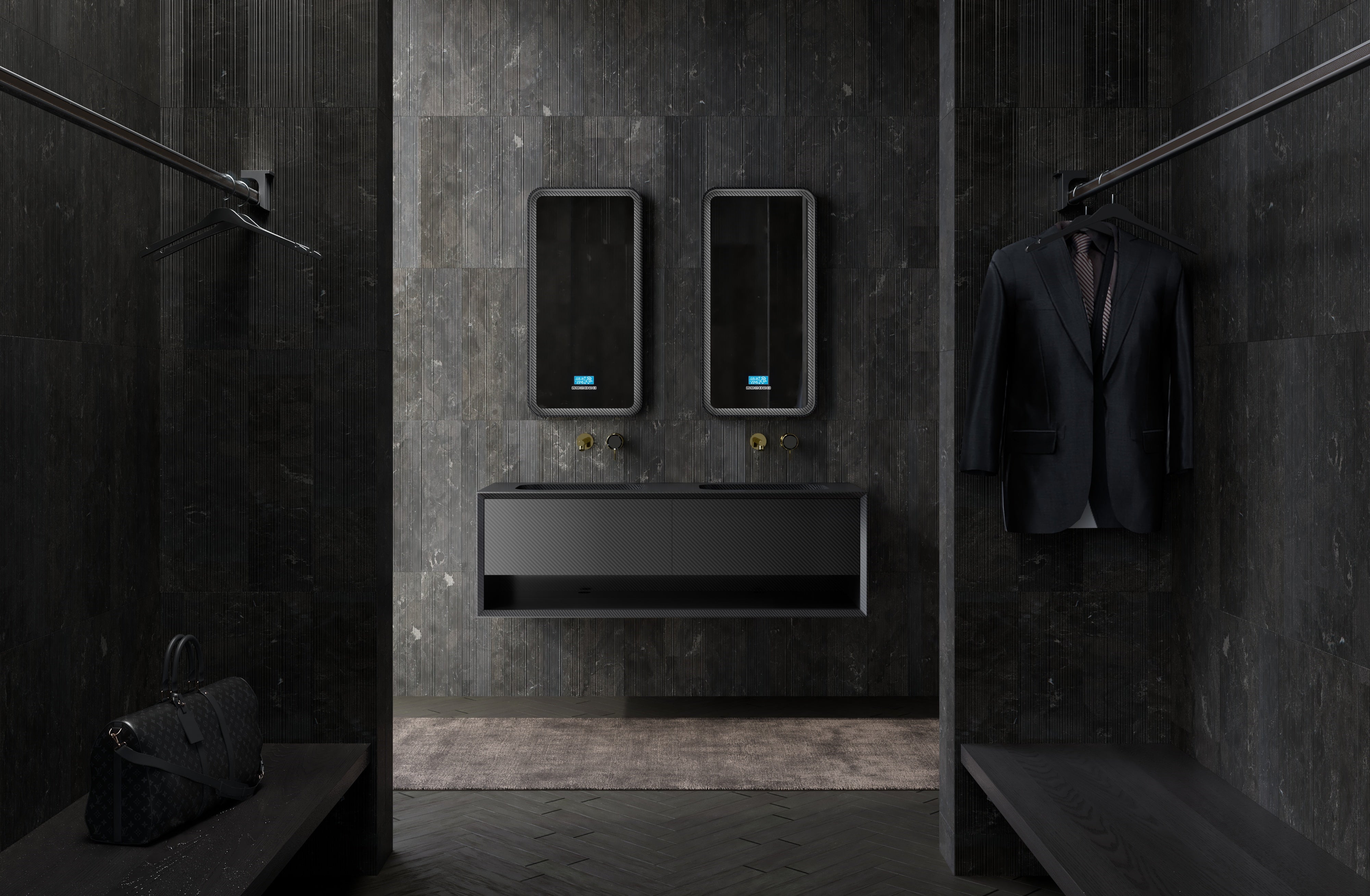 MonBlari MC-V9970 carbon fiber vanity unit with mirror-1400mm Main image