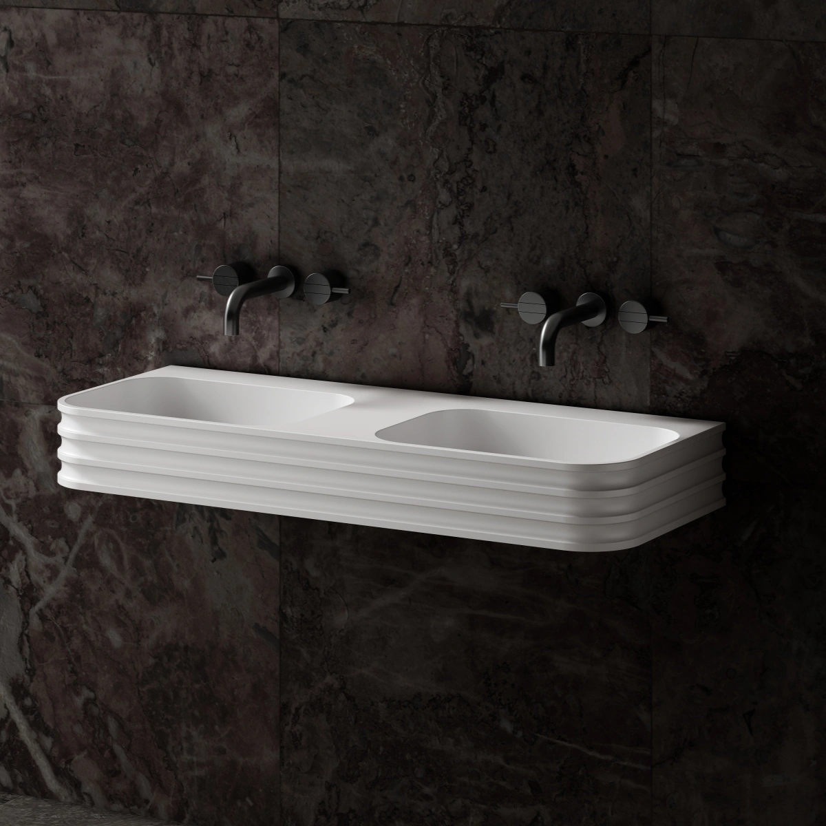 MonBlari MR-G8806-2 solid surface basin side view