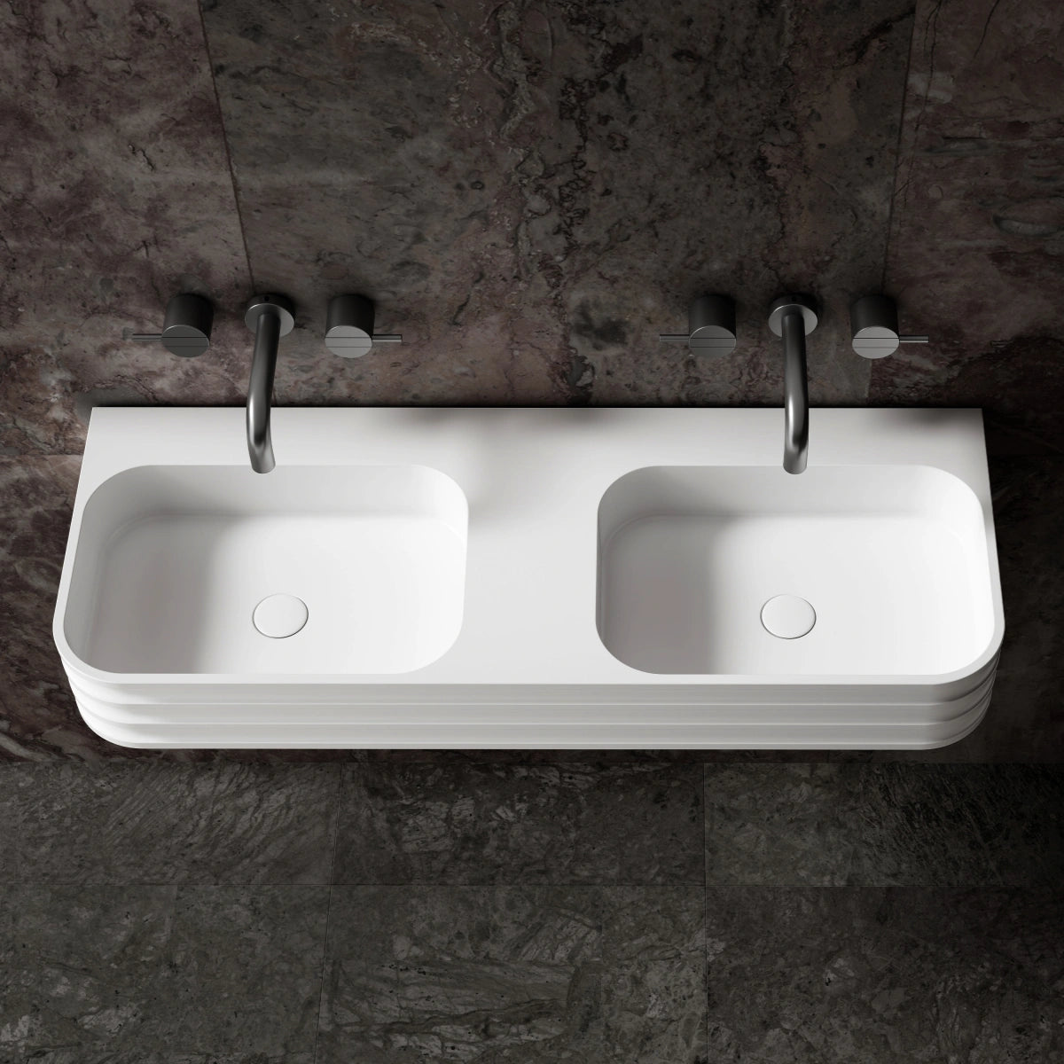 MonBlari MR-G8806-2 solid surface basin top view close-up