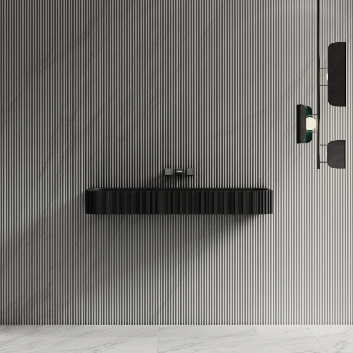 MonBlari MR-G8856-1 black solid surface wall-mounted basin