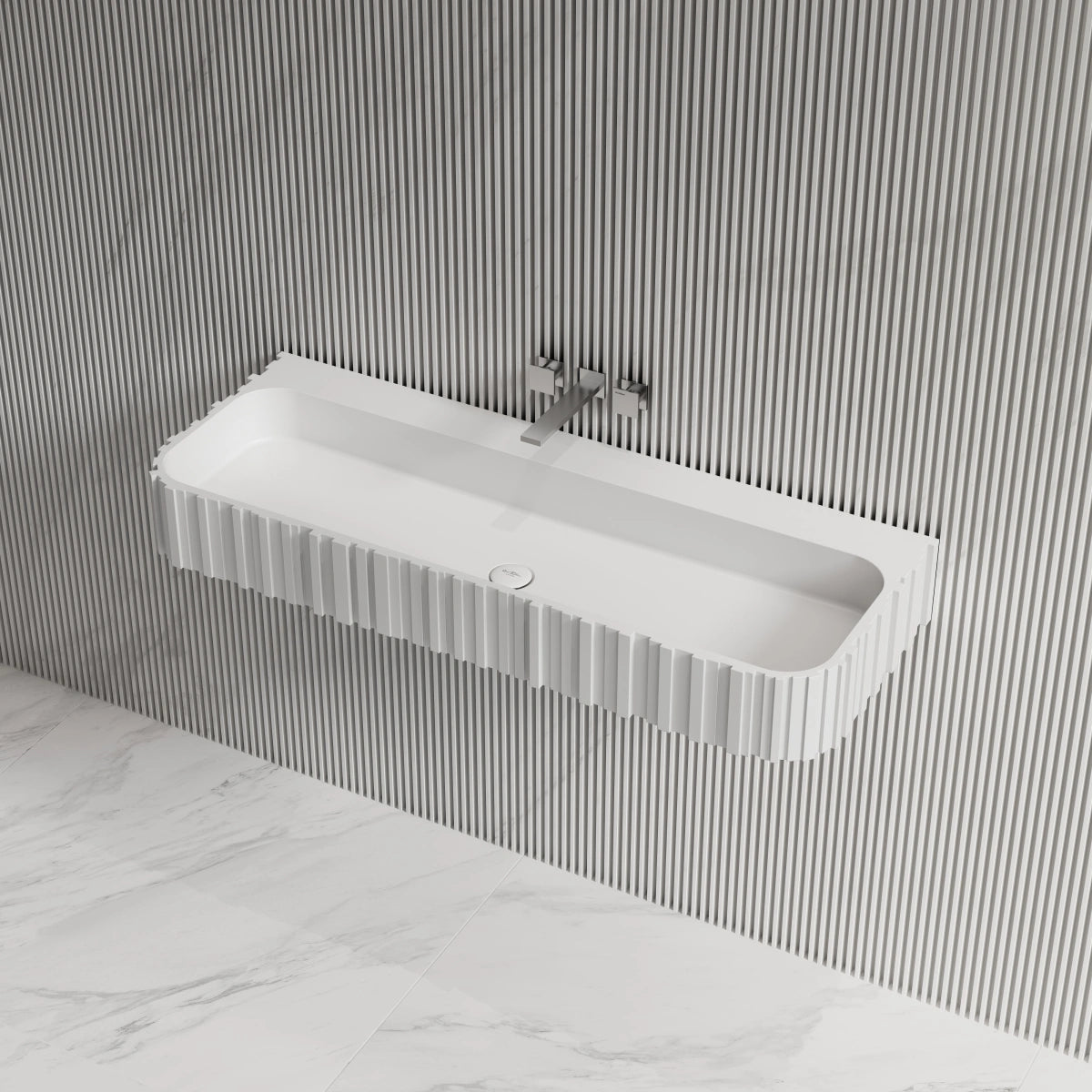 MonBlari MR-G8856-1 solid surface wall-mounted basin diagonal top view