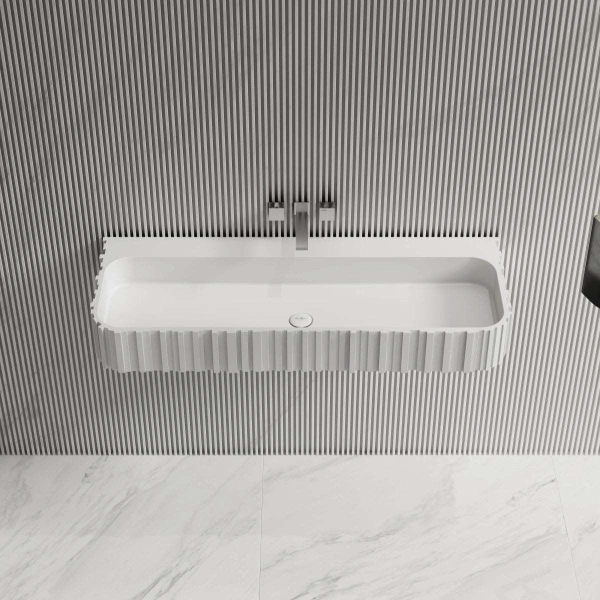 MonBlari MR-G8856-1 solid surface wall-mounted basin front top view