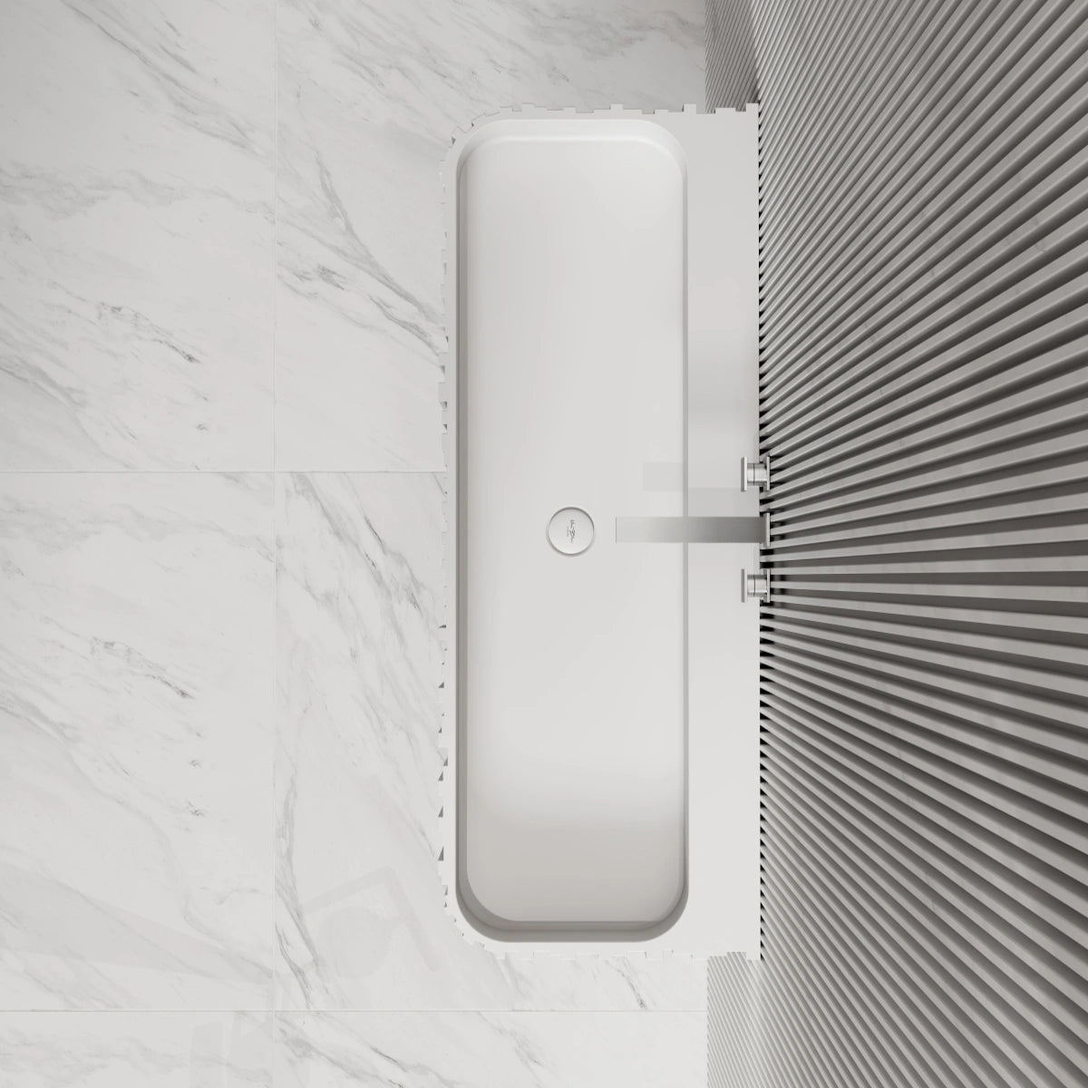 MonBlari MR-G8856-1 solid surface wall-mounted basin top view close-up