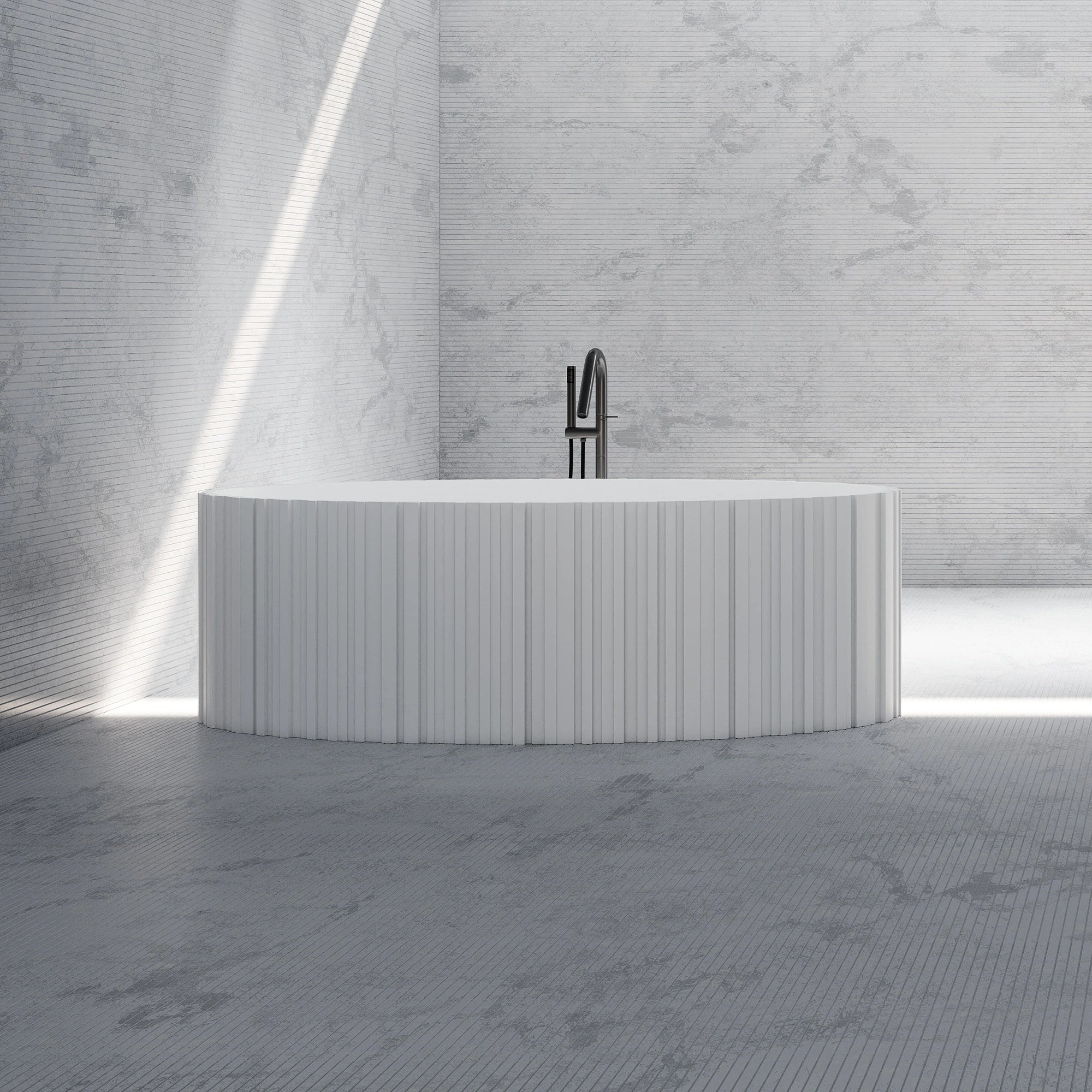 MR88857 Fluted Long Oval Freestanding Bath | MonBlari Front View