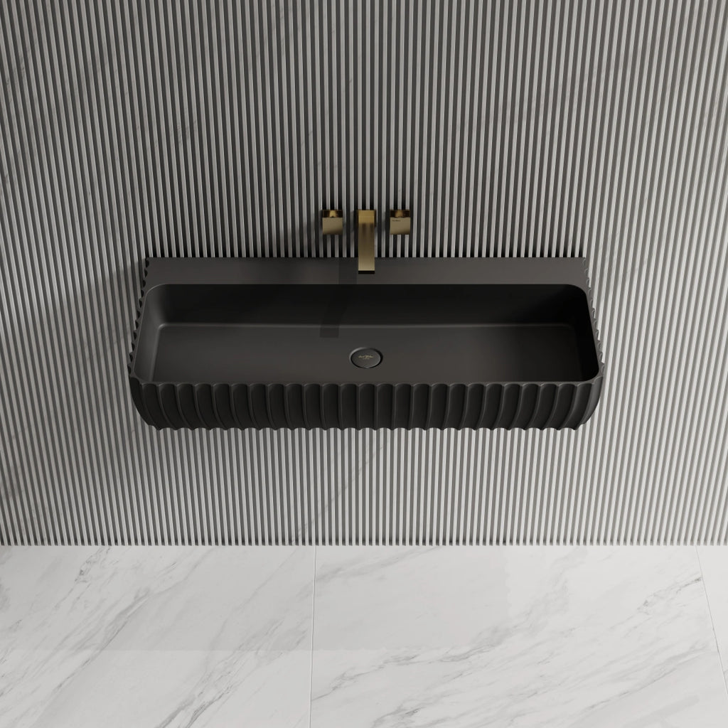 MonBlari MR‑G8876‑1 black solid surface basin front top view close-up