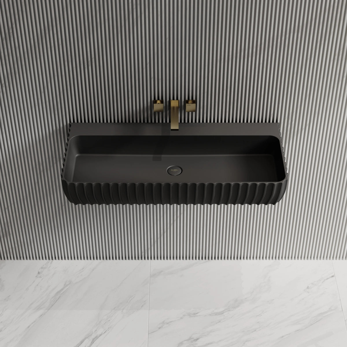 MonBlari MR‑G8876‑1 black solid surface basin front top view close-up
