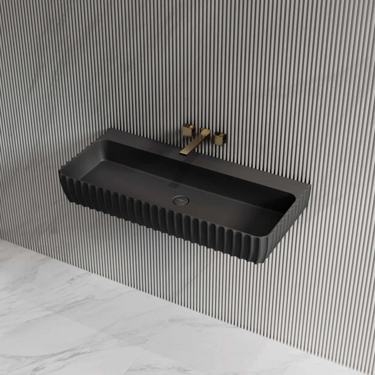 MonBlari MR‑G8876‑1 black solid surface basin side top view