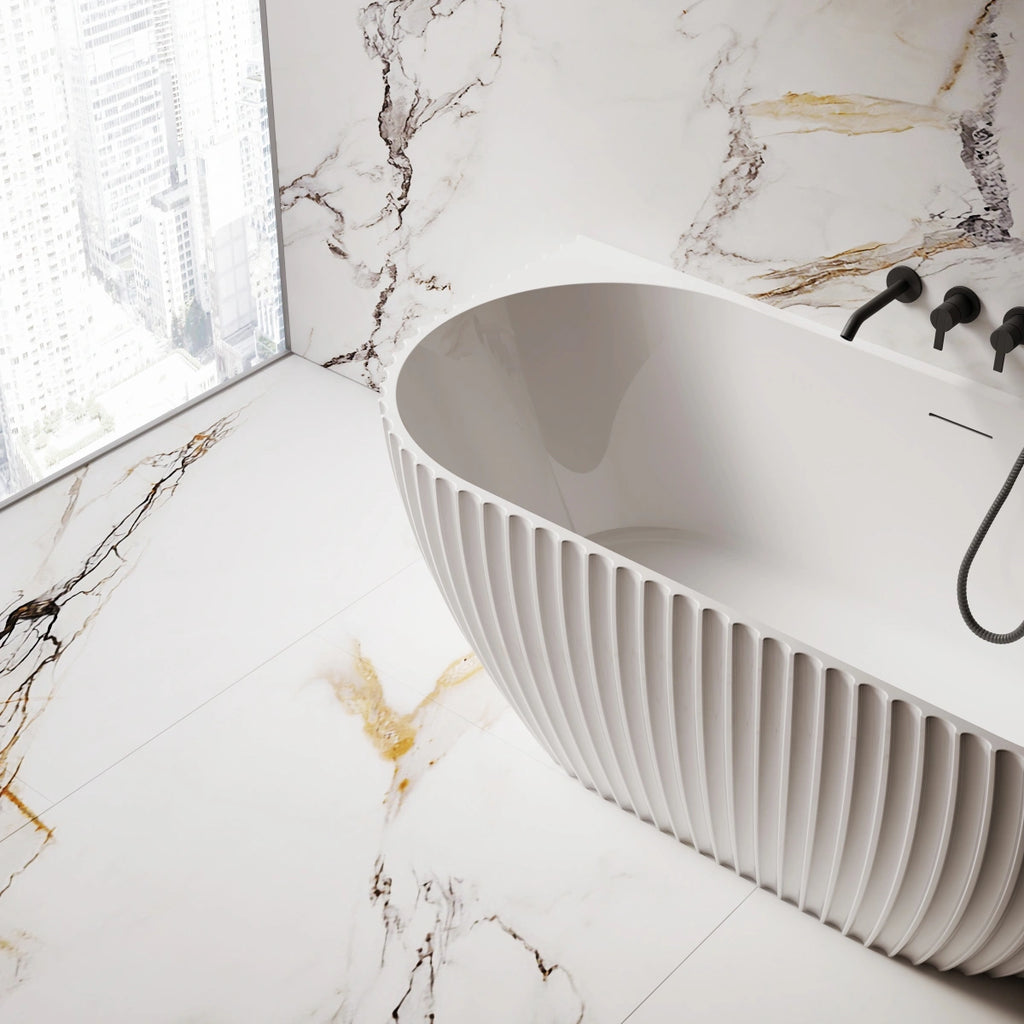 MonBlari MY-66616 Arc-shaped Wall-Mounted Bath Left Side View Close-up