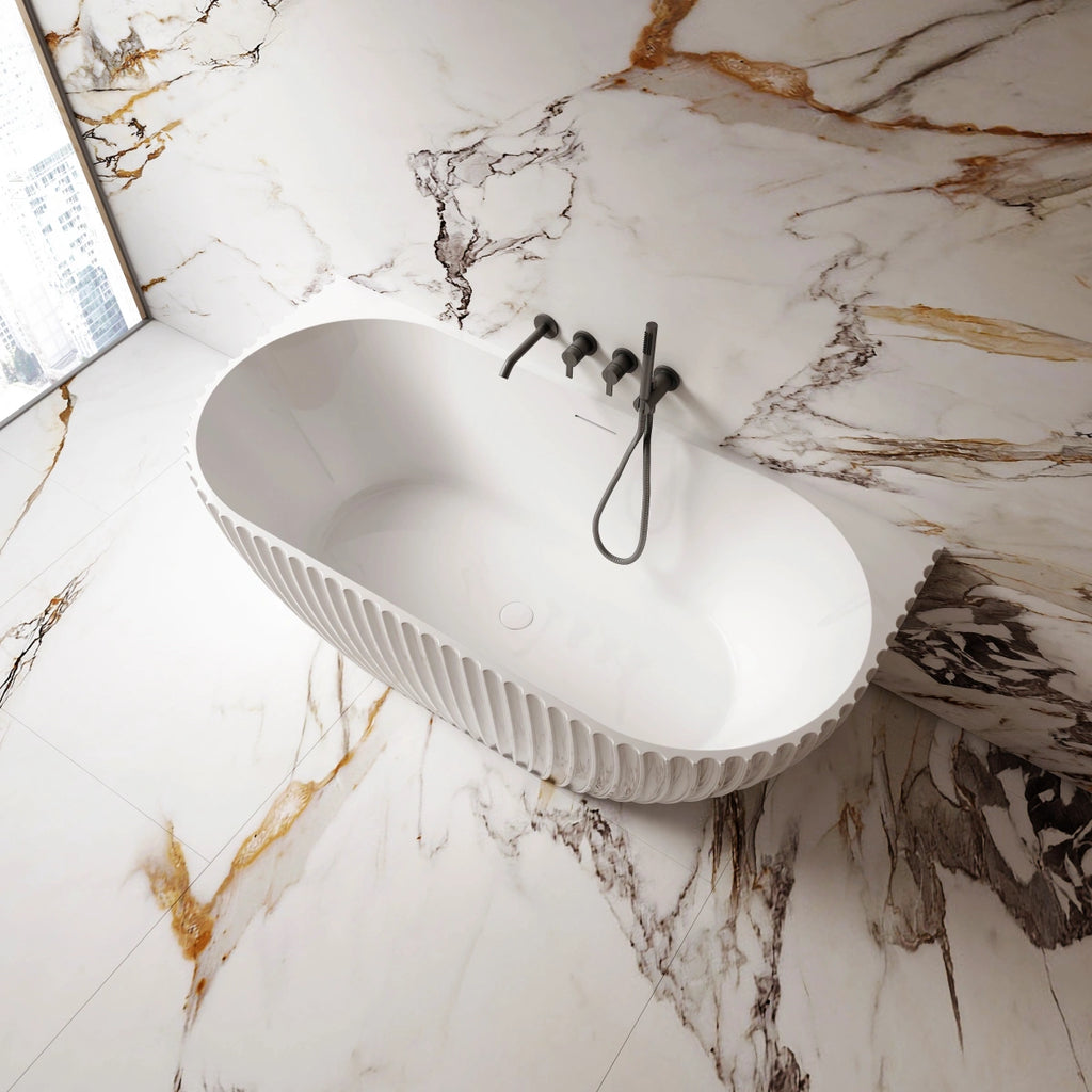 MonBlari MY-66616 Arc-shaped Wall-Mounted Bath Right Side Top View Close-up