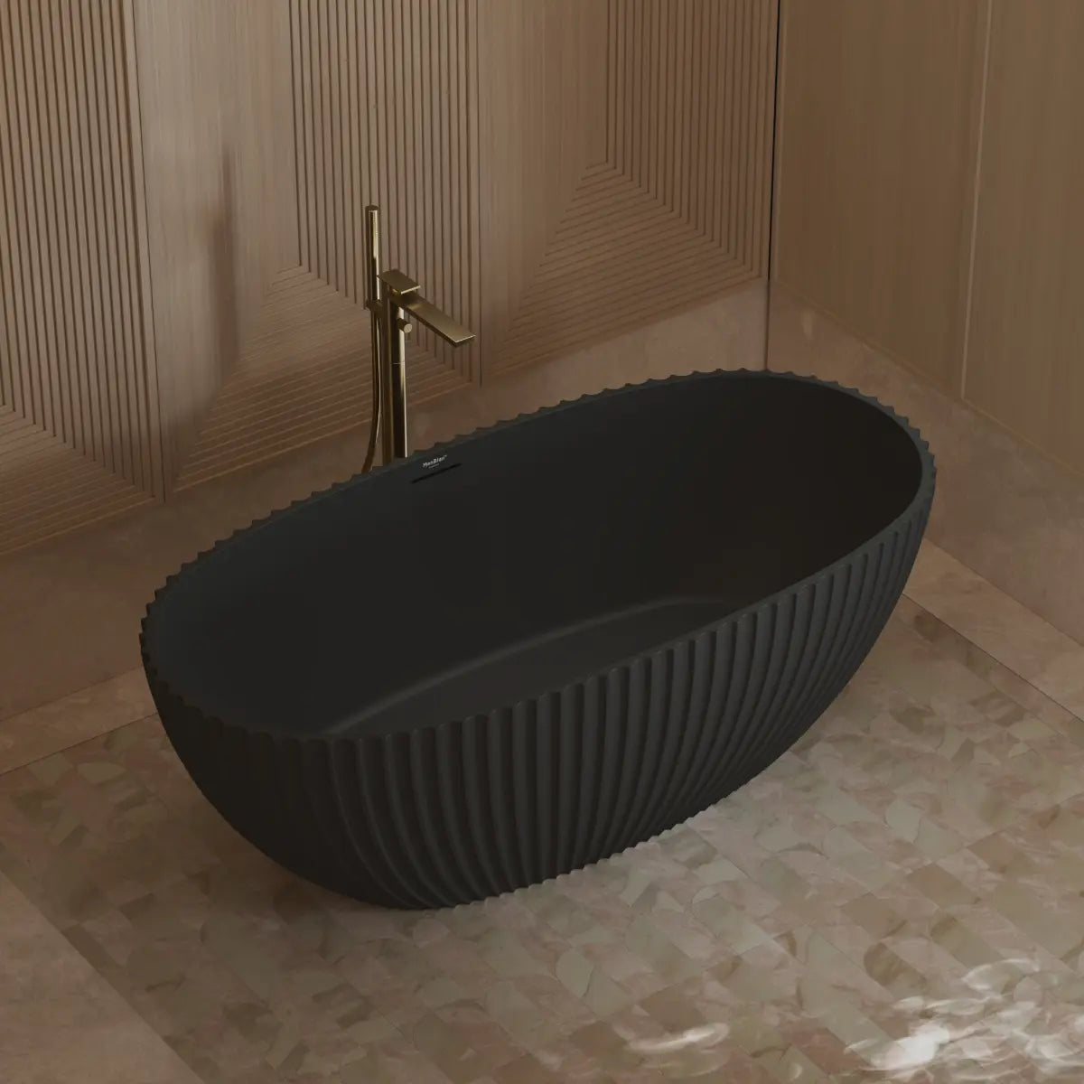 MonBlari My‑66617 Black Freestanding Acrylic Bathtub Side Top View