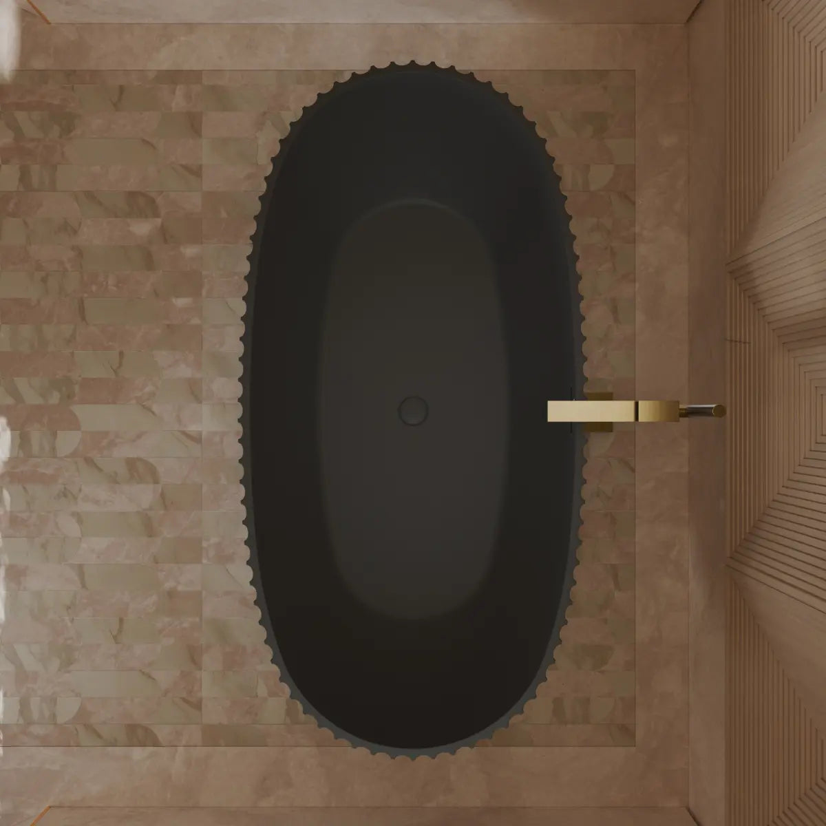 MonBlari My‑66617 Black Freestanding Acrylic Bathtub Top View Close-up