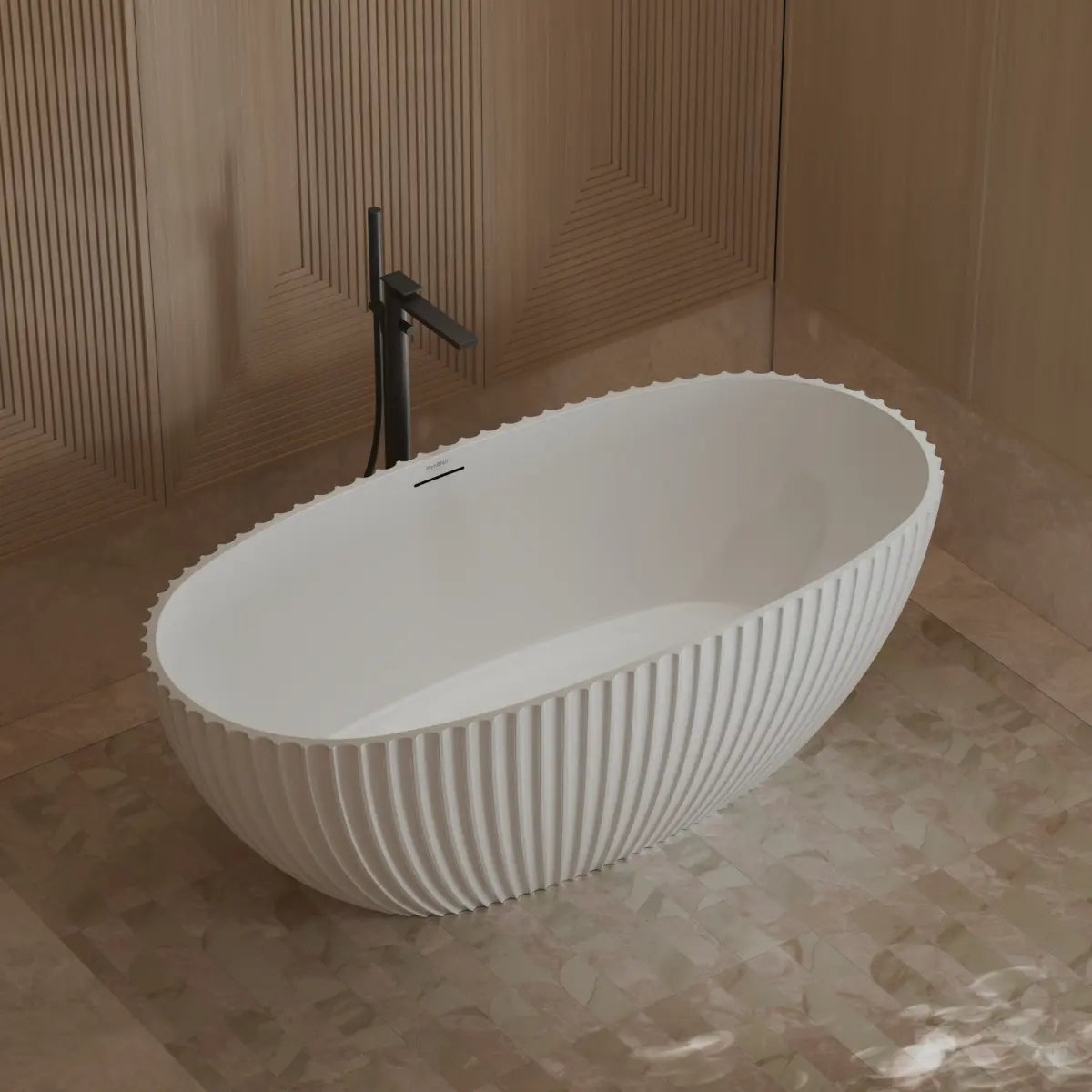 MonBlari My‑66617 White Freestanding Acrylic Bathtub Side Top View Close-up