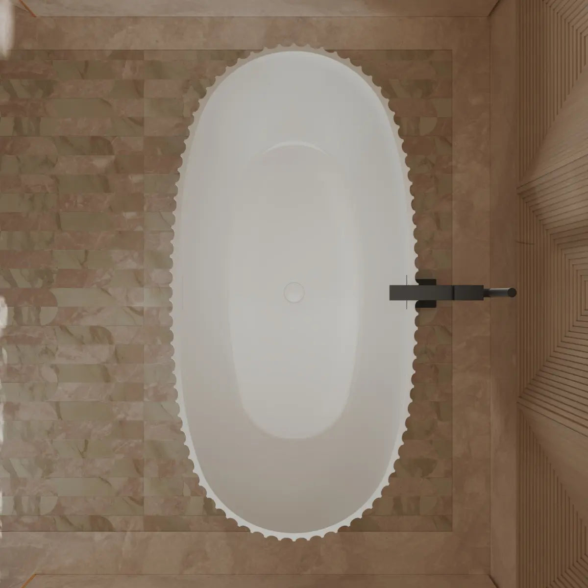 MonBlari My‑66617 White Freestanding Acrylic Bathtub Top View Close-up