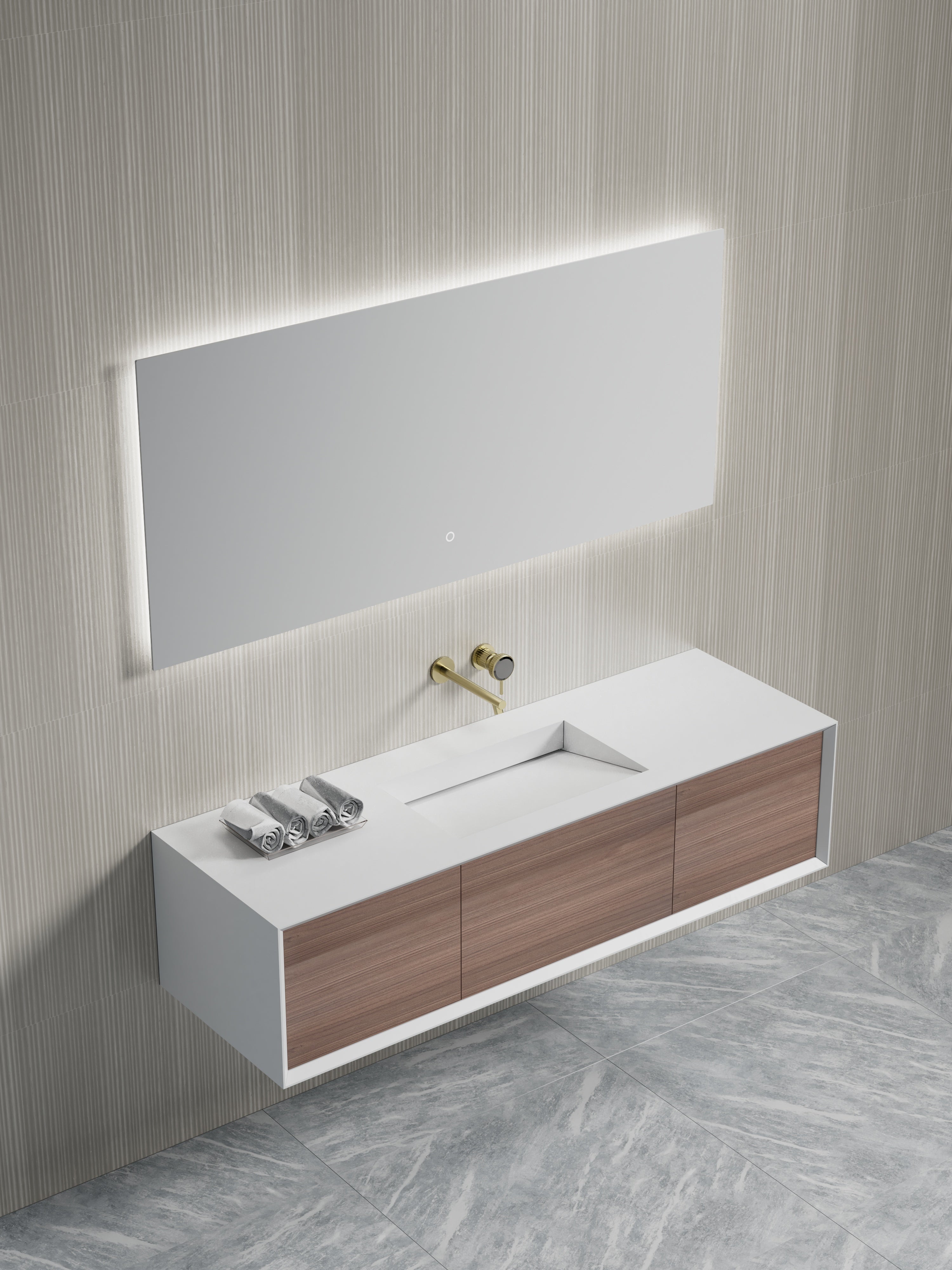 MonBlari TW-2507 vanity units with mirror-1600mm diagonal top view
