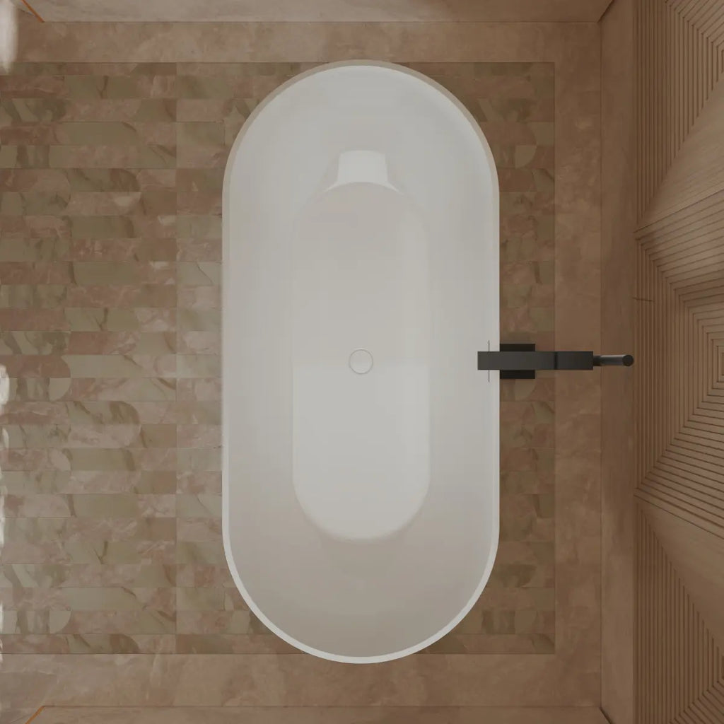 MonBlari TW-7506 White Acrylic Freestanding Bathtub Top View Close-up