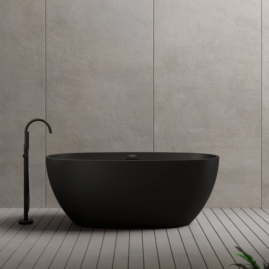MonBlari TW-7507 Black Acrylic Freestanding Bathtub Front View