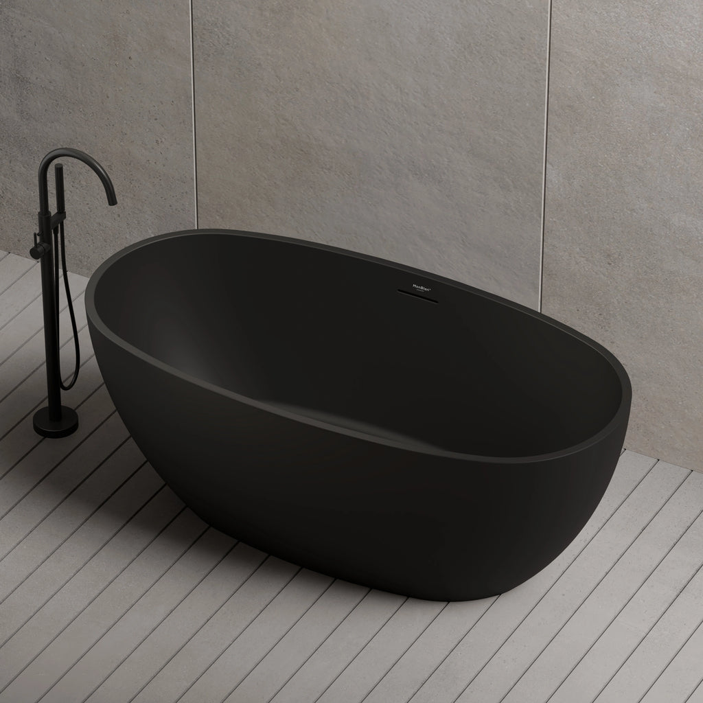 MonBlari TW-7507 Black Acrylic Freestanding Bathtub Side Top View Close-up