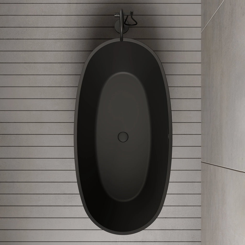 MonBlari TW-7507 Black Acrylic Freestanding Bathtub Top View Close-up