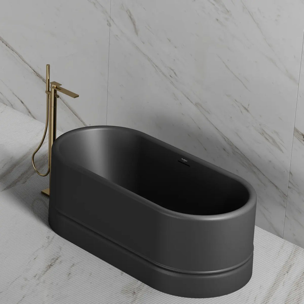 MonBlari TW-7780 Black Acrylic Freestanding Bathtub Side Top View Close-up