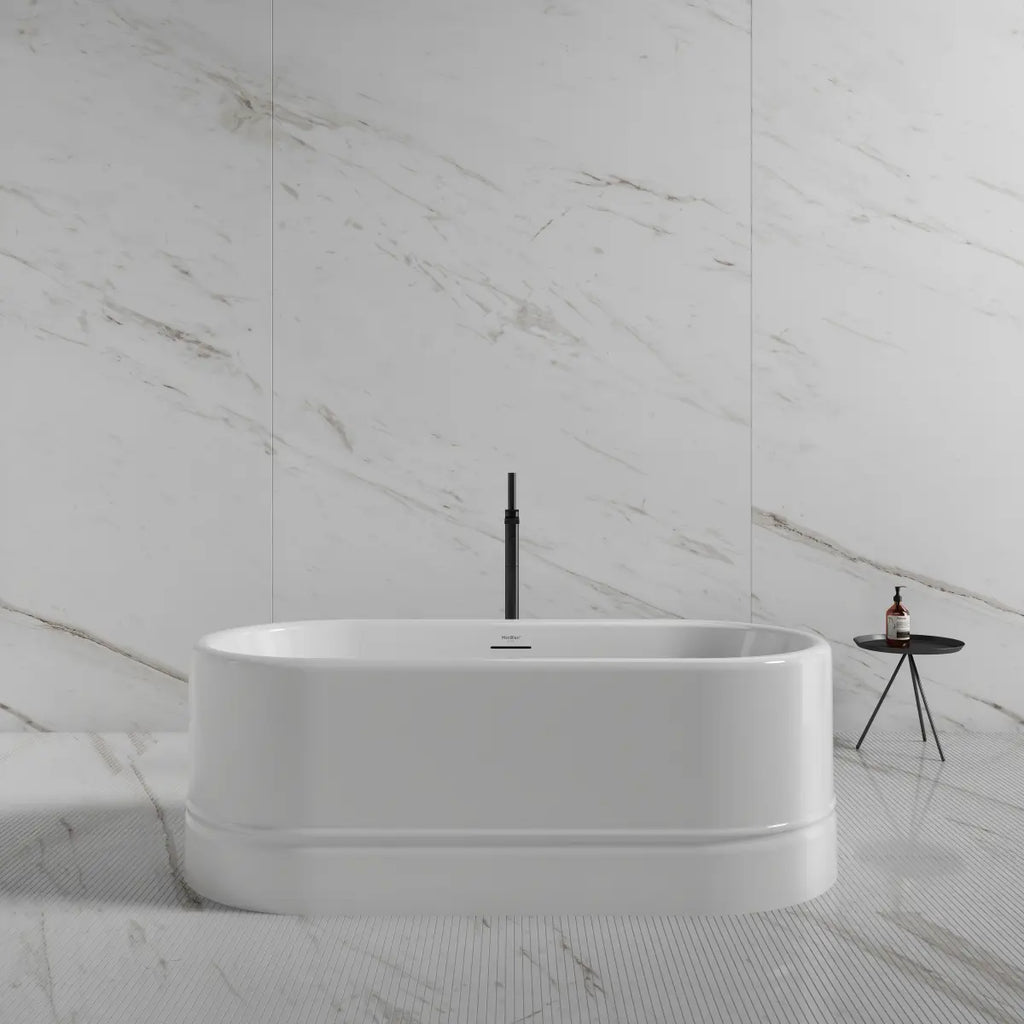 MonBlari TW-7780 White Acrylic Freestanding Bathtub Front View