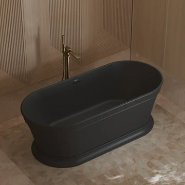 MonBlari TW-7796 Black Acrylic Freestanding Bathtub Side Top View Close-up
