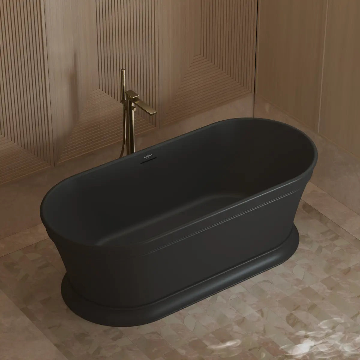 MonBlari TW-7796 Black Acrylic Freestanding Bathtub Side Top View Close-up