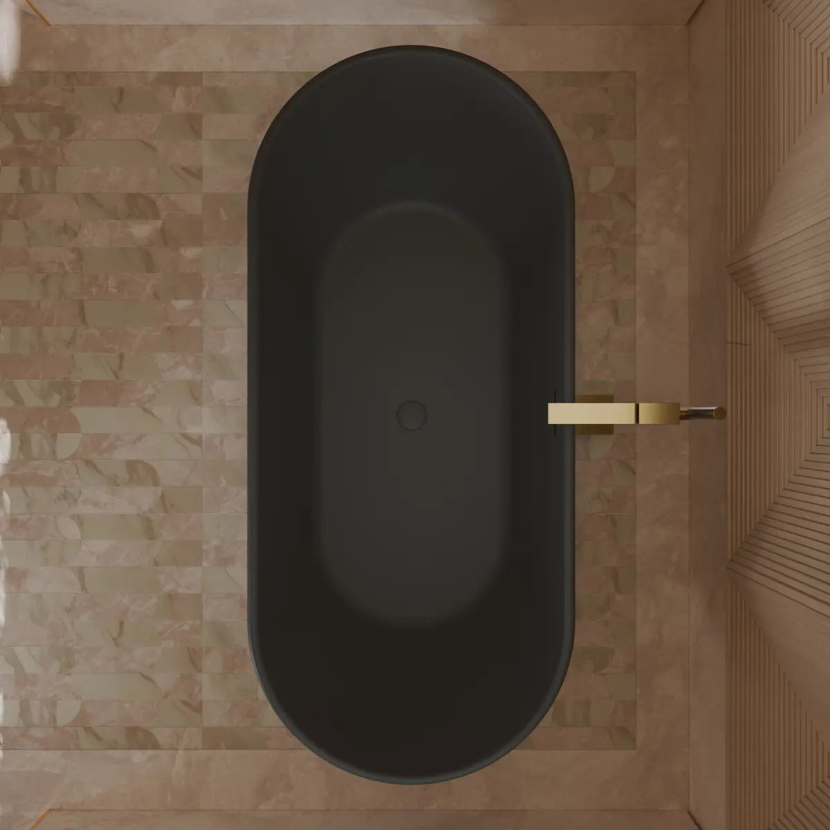 MonBlari TW-7796 Black Acrylic Freestanding Bathtub Top View Close-up