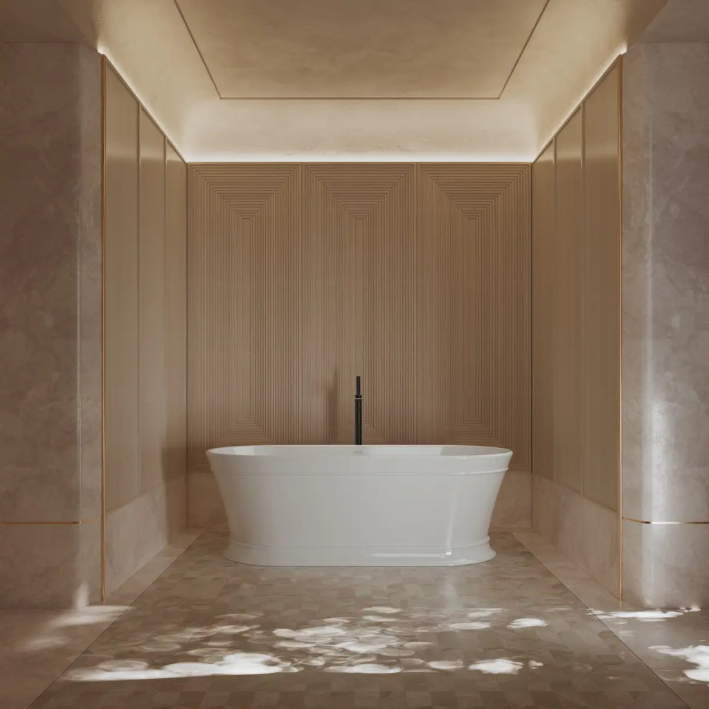 MonBlari TW-7796 White Acrylic Freestanding Bathtub Front View